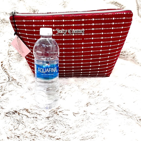 Juicy Couture LAST ONE! Large Red Velvet Holographic Logo Cosmetic Bag NWT - Picture 10 of 12